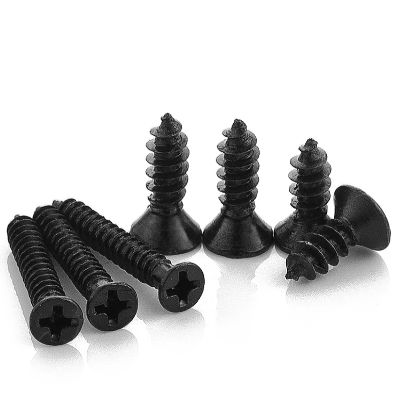 100pcs/lot M1.2 M 1.3 M1.4 M1.5 M1.6 M1.7 1.8 M2.2 2.5 2.6 Black Carbon Steel Phillips Flat Countersunk Mini Self-tapping Screw