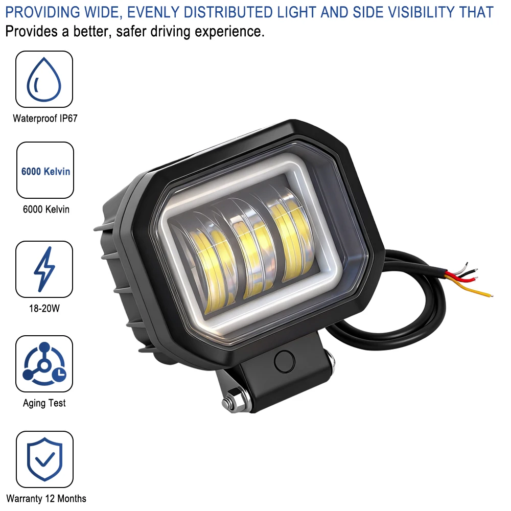 1 قطعة 12-80 فولت المصباح 18-20 واط Led مربع العمل ضوء عيون الملاك ضوء بار DRL قبالة الطريق مصابيح الضباب ل سكوتر كهربائي دراجة جزء