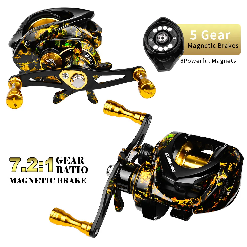 Baitcast Reel 7.2:1 Gear Ratio Fishing Reel Metal Spool 8kg Max Drag Bait Casting Wheel Magnetic Brake System Pesca