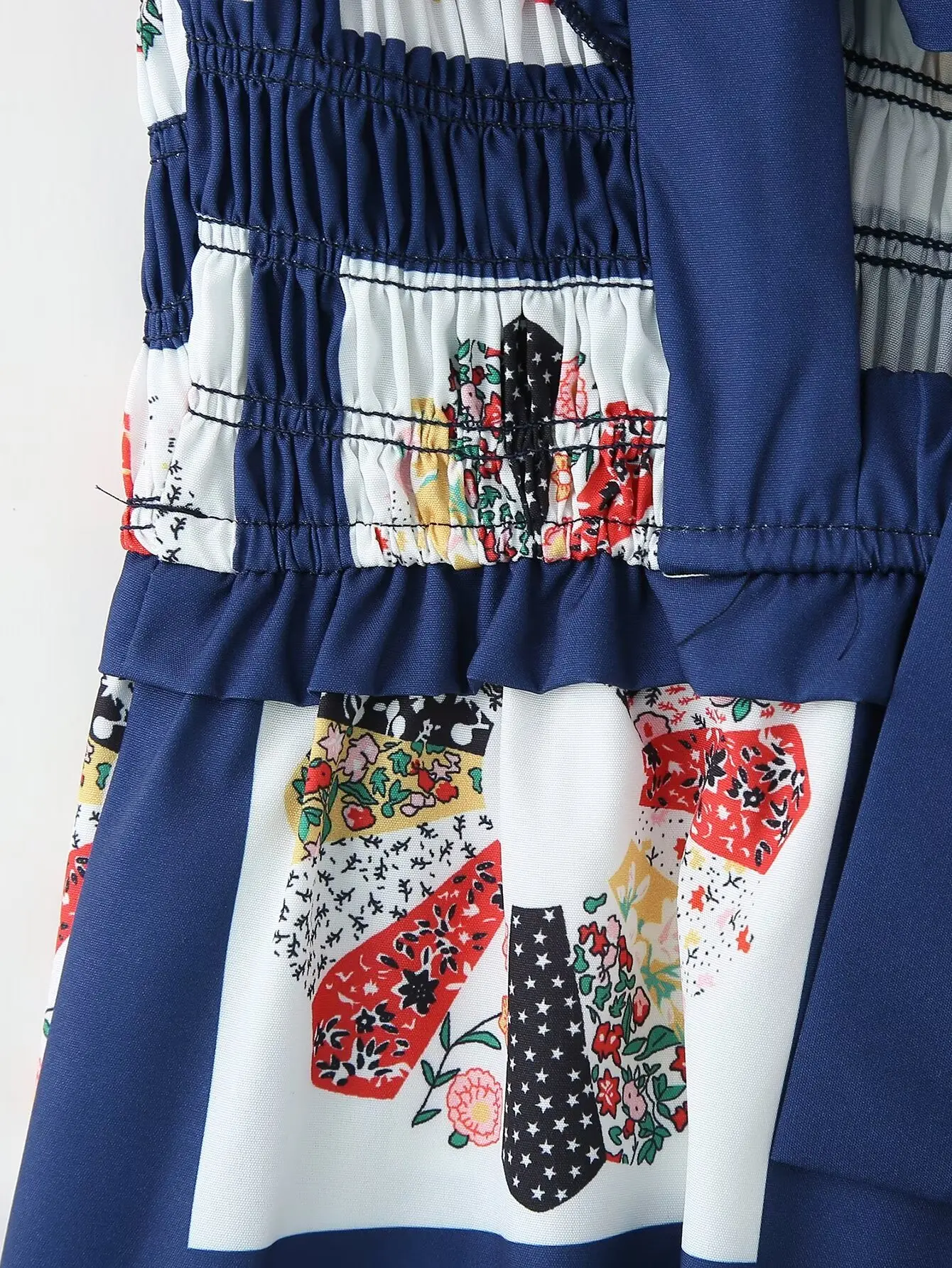 Summer New Women\'s European And American Style Street Fashion Bow Backless Square Neck Printed Waist Slimming Look Dress