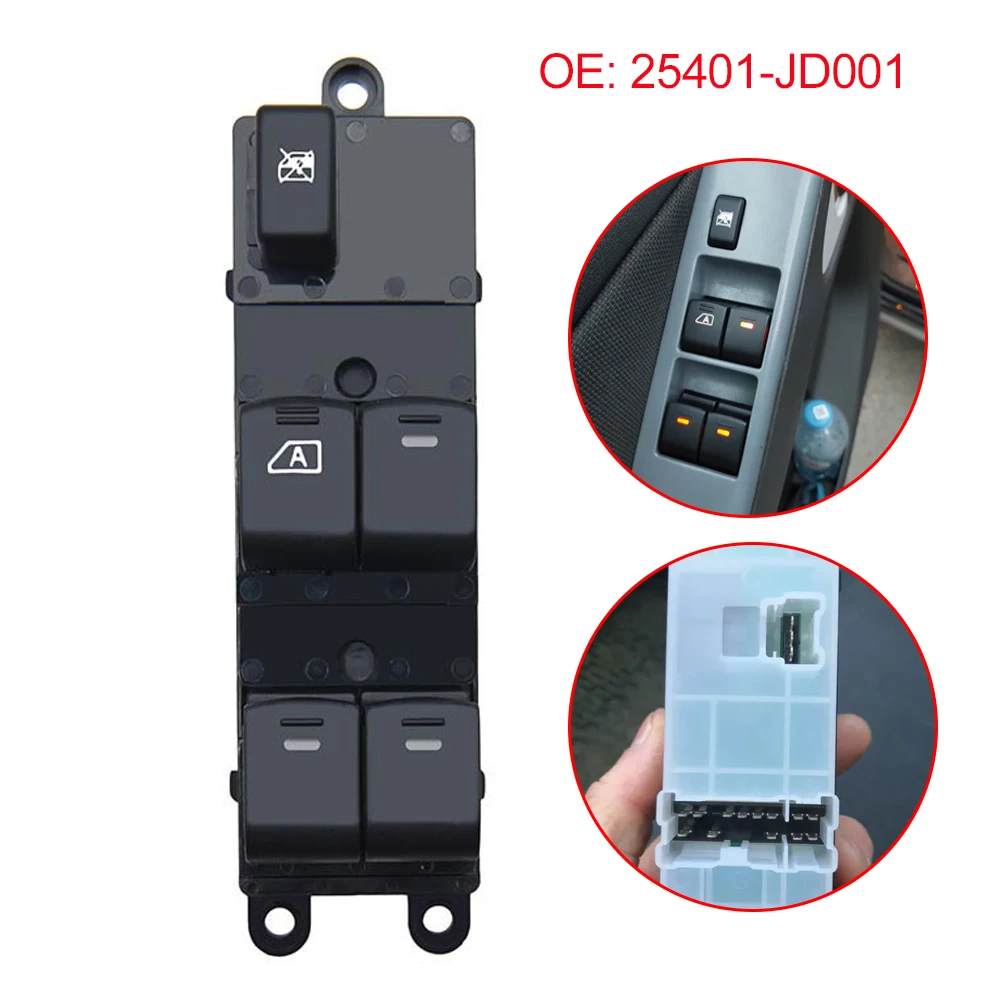 

Power Window Switch 25401JD001 For Nissan Qashqai J10 JJ10 2.0 dCi 4WD Navara D40 Vehicles Pathfinder R51 25401-JD001 25401EB30