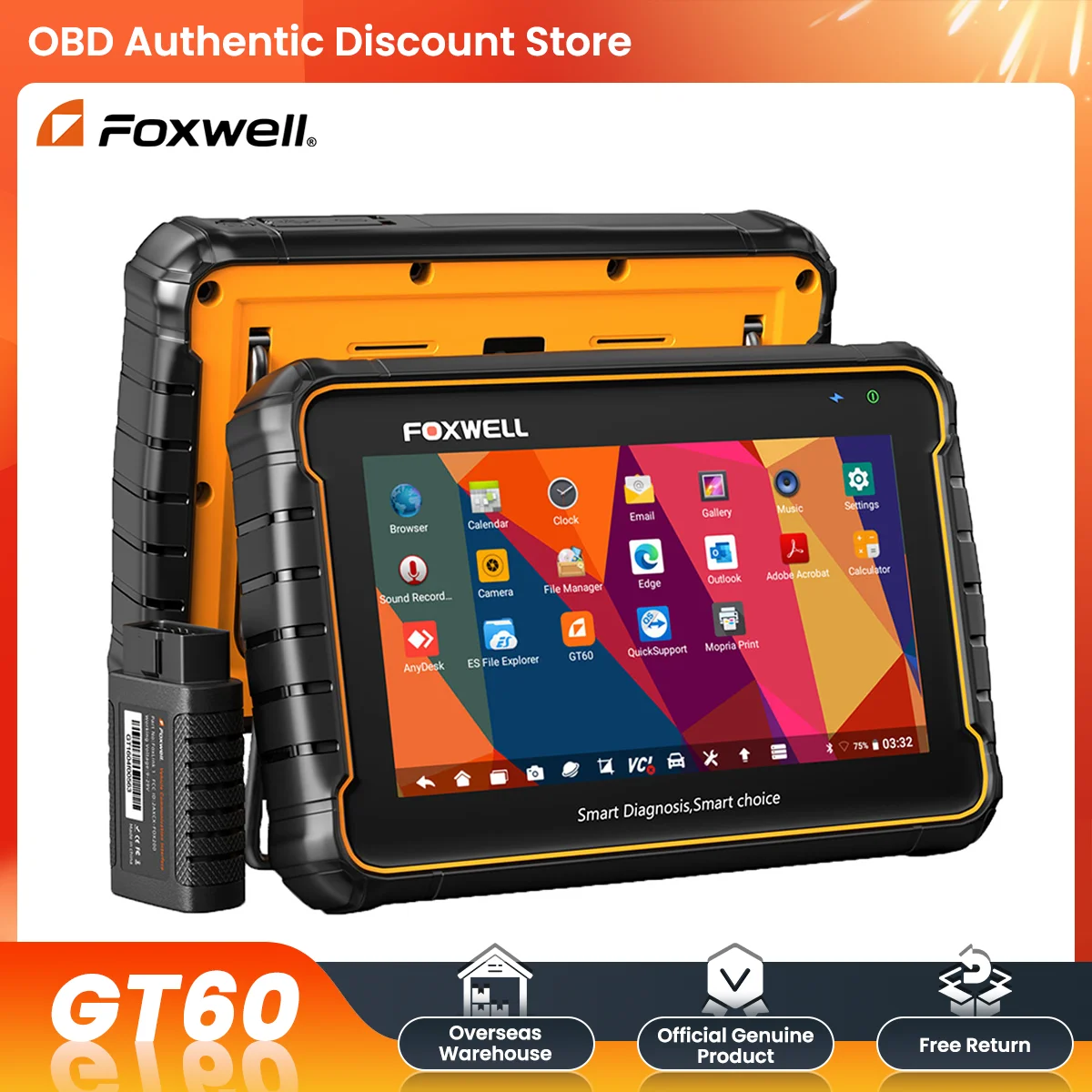 FOXWELL GT60 Car OBD2 Diagnostic Tool Full System Scanner Code Reader DPF EPB A/F 24 Reset Service OBD 2 Automotive Scanner