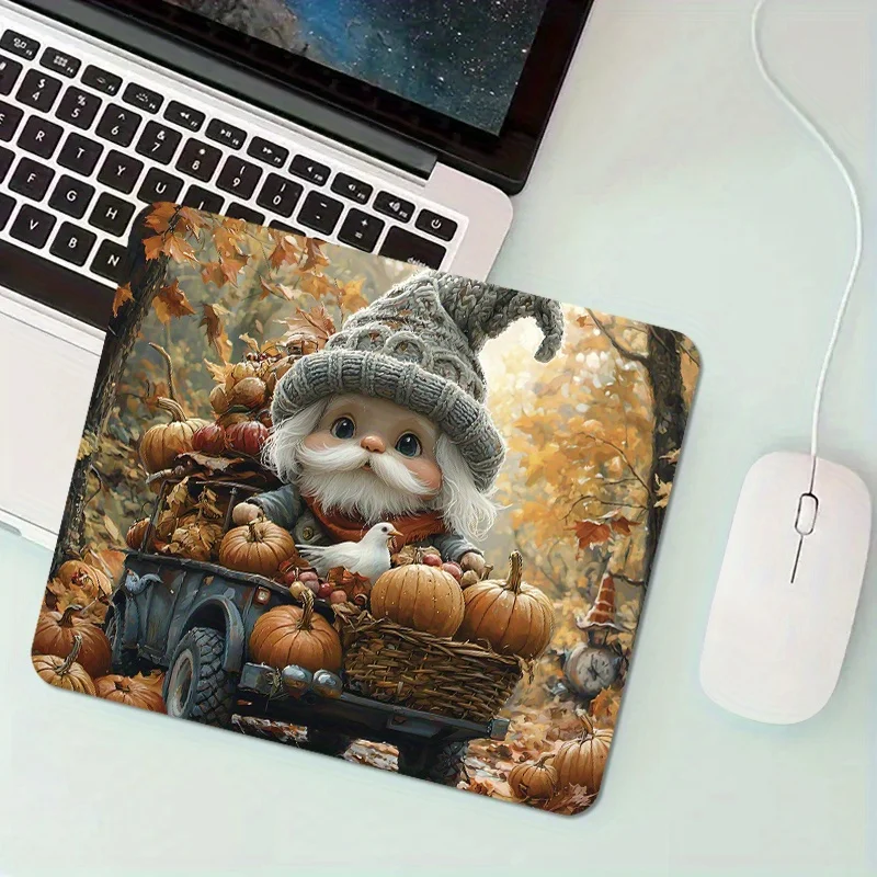 

Santa Claus and pumpkin patterned mouse pad anti-slip rubber autumn fun design office and home desktop decoration