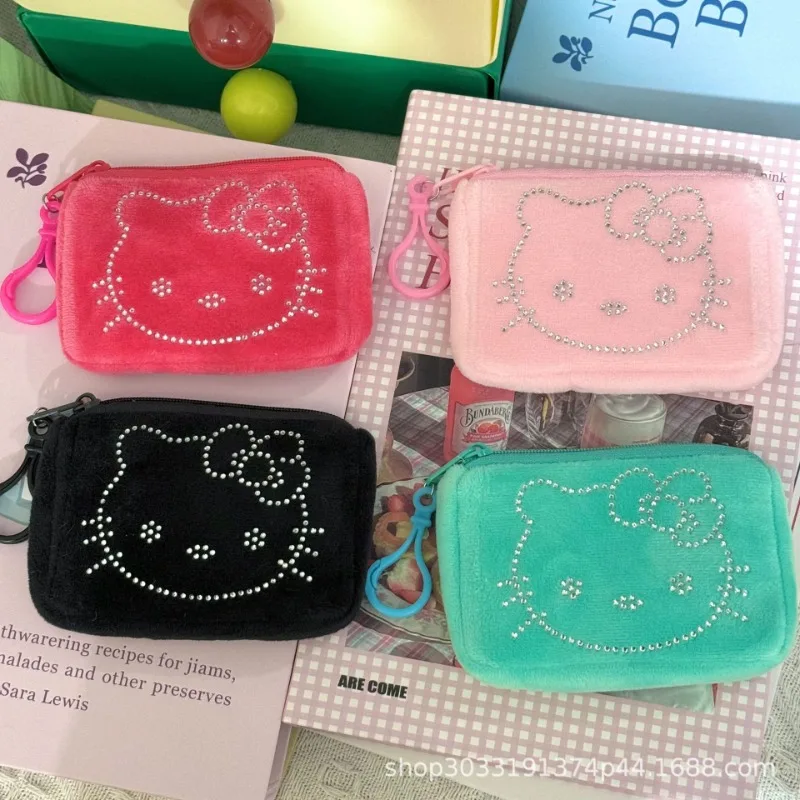 Cute Kt Wallet Kawaii Portable Coin Purse Cartoon Plush Mini Storage Black Key Bag Portable Storage Bag Children's Storage Bag