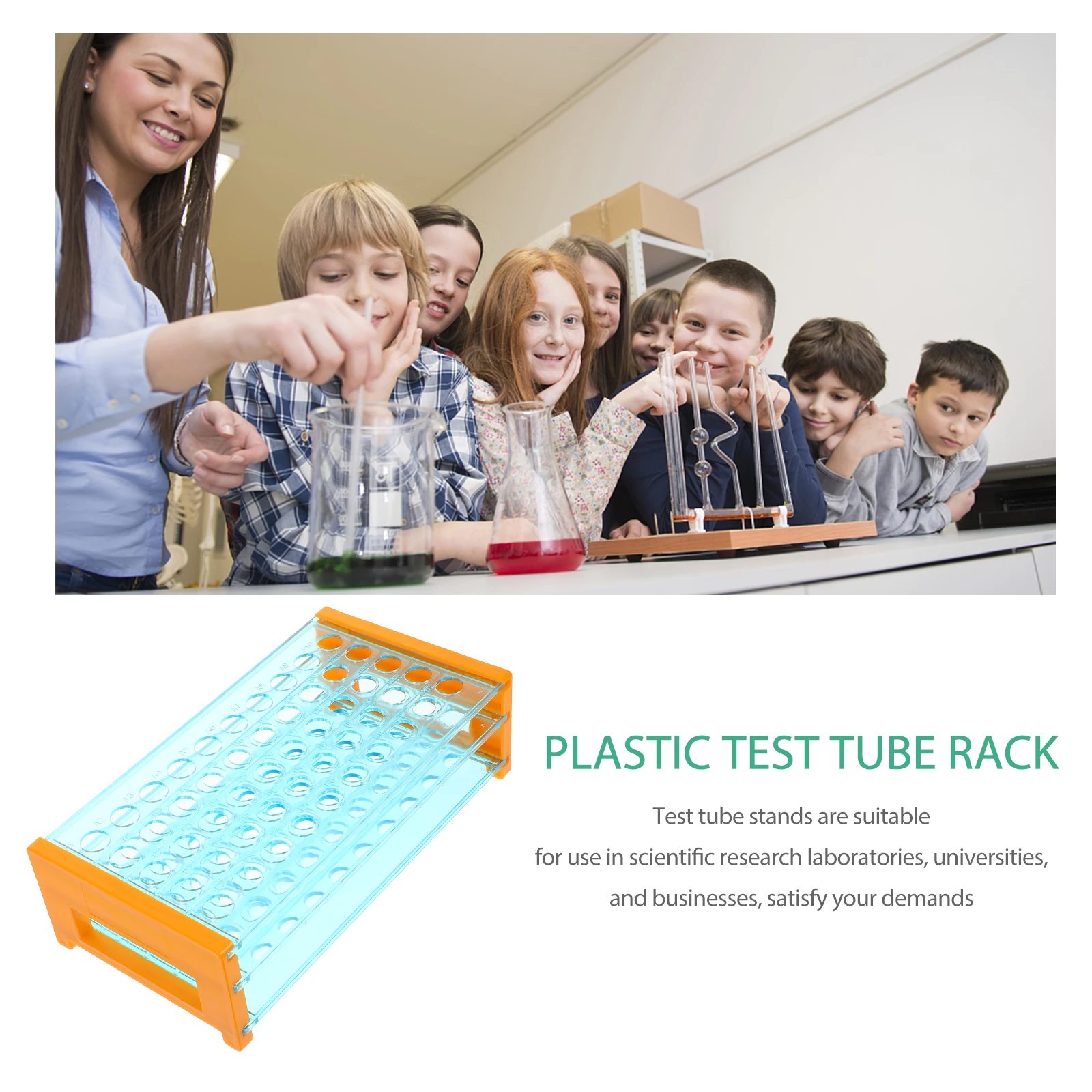

Plastic Test Tube Rack 60ml 100ml 150ml 50 Holes 13mm Lab Display Stand Science Research Universities Lightweight Two Three