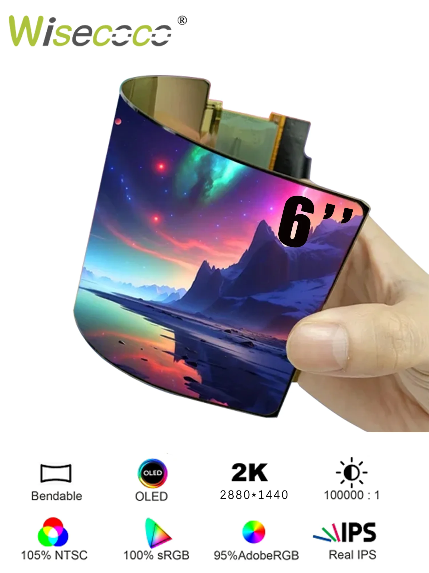 Wisecoco 6 inch OLED Flexible Display 2K 2880x1440 AMOLED Screen Bendable Landscape For Raspberry Pi Macbook PC DIY KIT