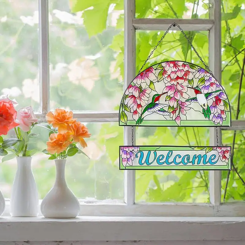Hummingbird Decor 2D Bird Sun Catcher Stylish Acrylic Colorful Window Ornaments Animal Home Decoration For Patio Garden Window