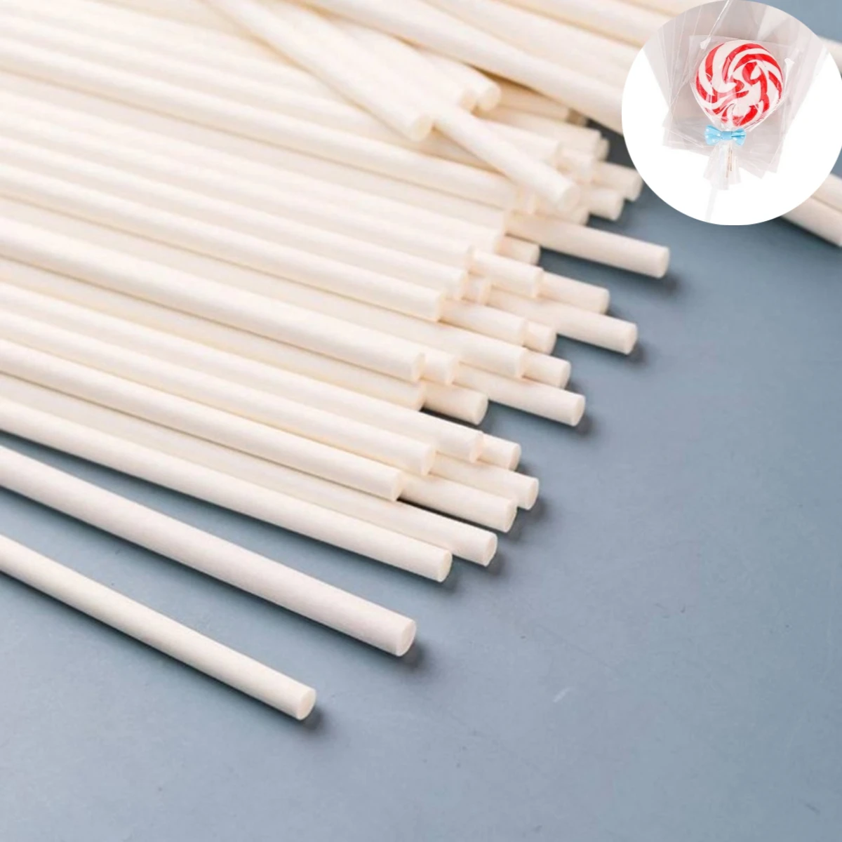 100Pcs Plastic Lollipop Straw Stick White DIY Baking Accessories Mold Cake Chocolate Sugar Candy Baking Tools 10cm