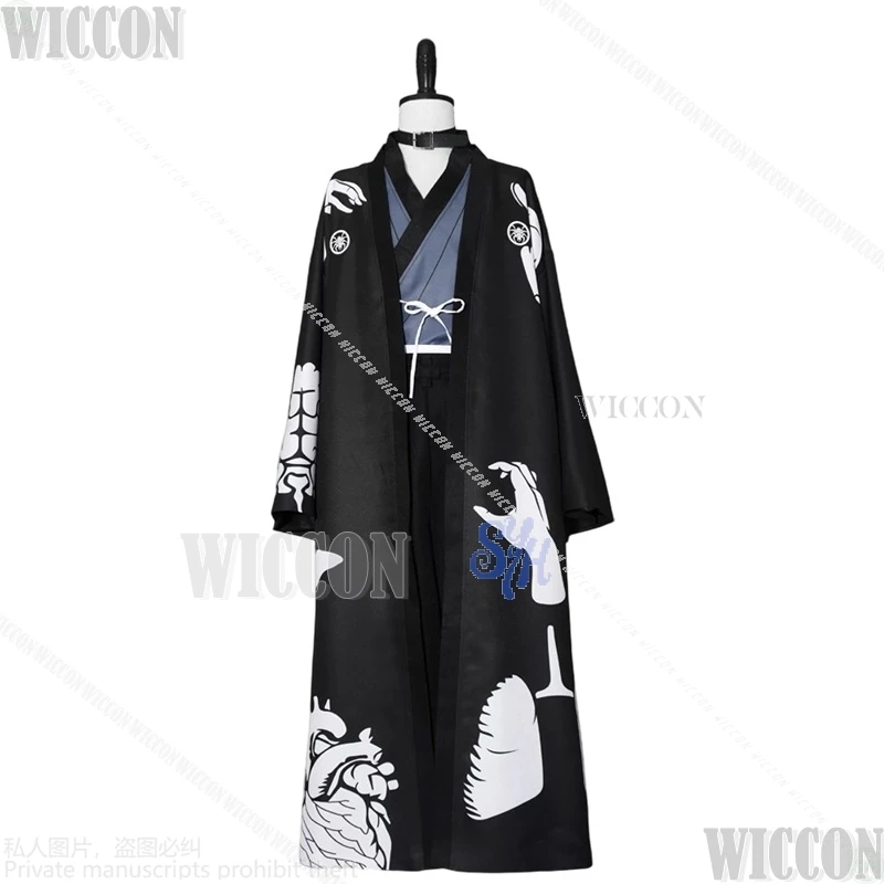 Omokage Yugamu Cosplay jeu cent Cos ligne Anime japonais Kimono noir rétro robe bandeau perruques Halloween carnaval tenue