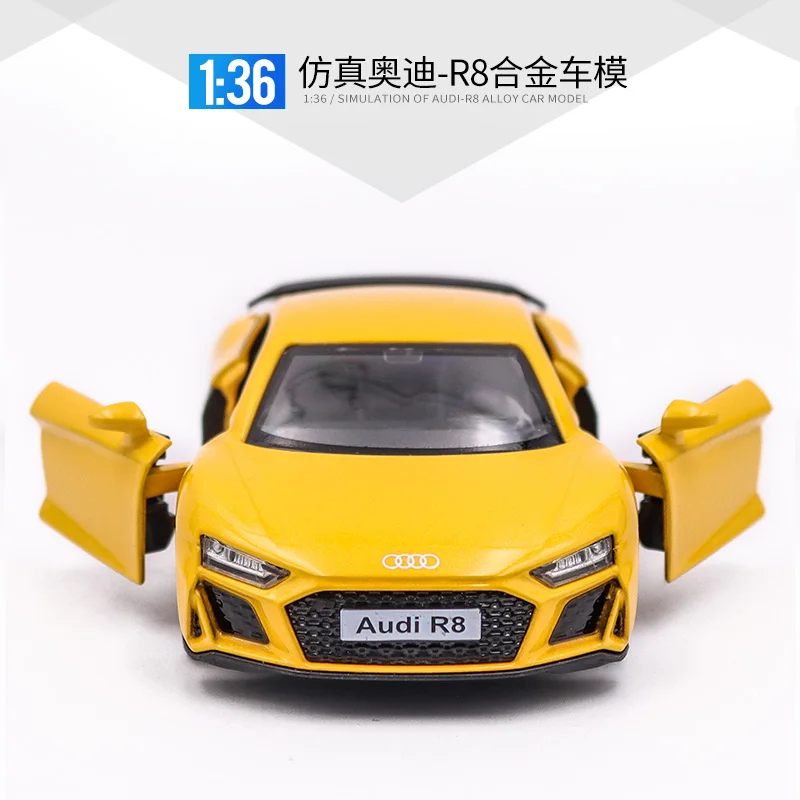 1/36 아우디 R8 쿠페 GT 스파이더 장난감 자동차 모델, RMZ 시티 3 인치 다이캐스트 슈퍼 스포츠 레이싱 미니어처 풀백 컬렉션 선물, 아이 소년