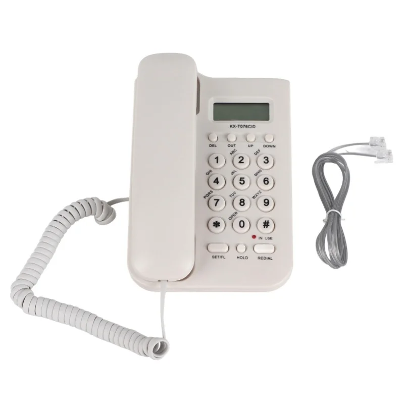 Home Hotel Wired Desktop Wall Phone Office Landline Telephone (White)