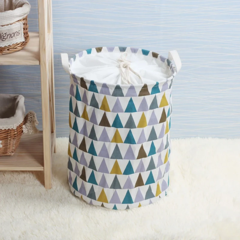 New Fashion Print Laundry Basket with Drawstring Lining Portable Foldable Storage Bag Hamper for Kids Toys Dirty Clothes Basket