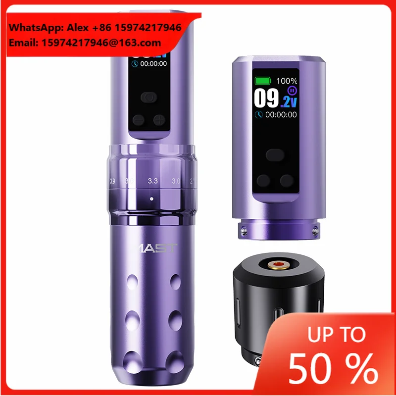 Mast Fold 2 Pro Adjustable 7 Strokes Length Microblading Pen Wireless Tattoo Gun Machine With RCA