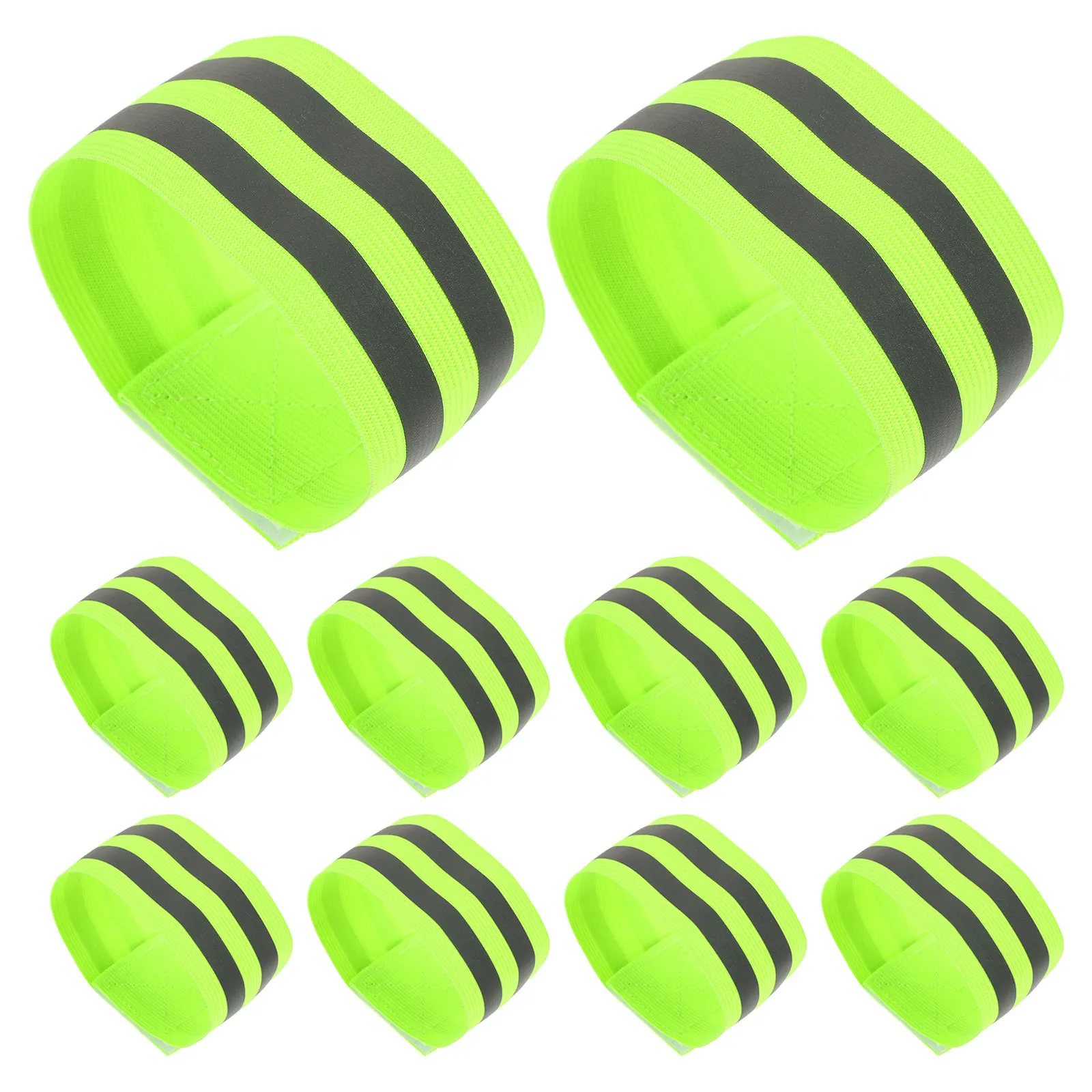 

10Pcs Reflective Armband Widened Dual Reflective Strips Elastic Night Running Safety Gear Cycling Hiking Walking Gear for Women