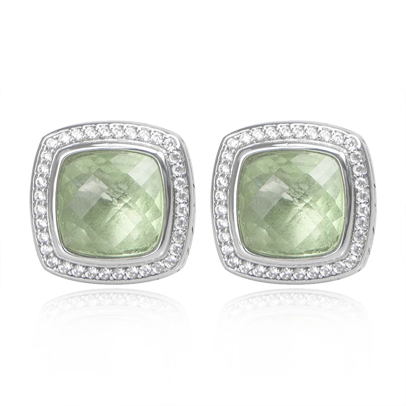 

JADE ANGEL 11mm Imitation Prasiolite Stud Earrings for Women Classic Large Twisted Design Earrings Jewelry