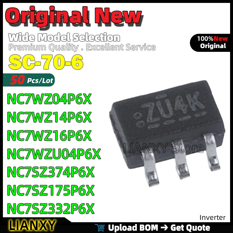 50pcs SC-70-6 NC7WZ04P6X NC7WZ14P6X NC7WZ16P6X NC7WZU04P6X NC7SZ374P6X NC7SZ175P6X NC7SZ332P6X Inverter New Original