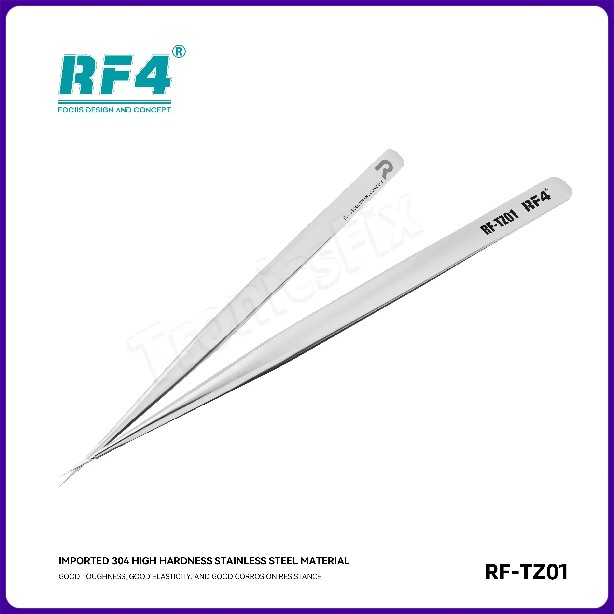 RF4 RF-TZ01/02 New Ultra Sharp Stainless Steel Non-Magnetic Tweezers Mobile Phone Flying Wire IC Chip Repair Clamping Tweezer