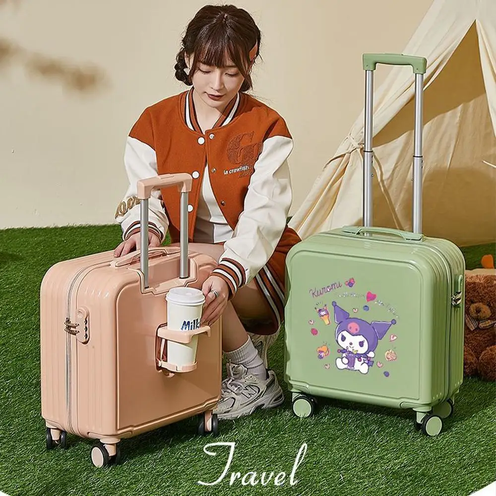 Kawaii 18 20 pollici valigia Sanrioed Kuromi Cartoon Cinnamoroll Travel Password Box Anime Boarding Trolley Case regalo per studenti