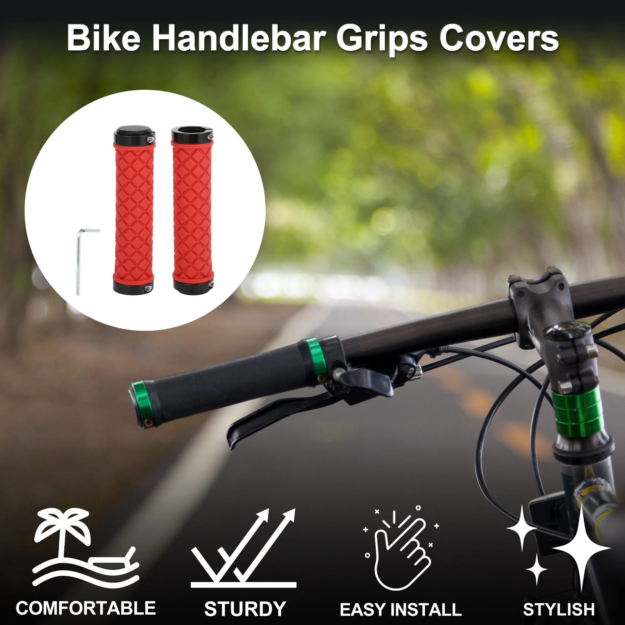 X Autohaux غطاء مقبض مقود الدراجة 128 مم خفيف الوزن MTB End Grips Protector أحمر مجموعة واحدة #2