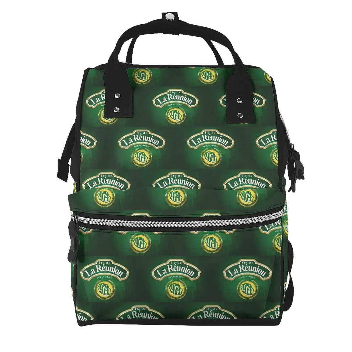 974 Reunion Island Flag Student Backpack School Bag Hiking Travel Daypack for Men Women Bookbag Shoulder Bags