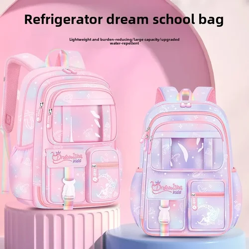 Imagen 2 del producto Puerta de refrigerador, mochila escolar de princesa rosa para estudiantes, mujer, súper ligera, gran capacidad, antisalpicaduras de agua, gran capacidad