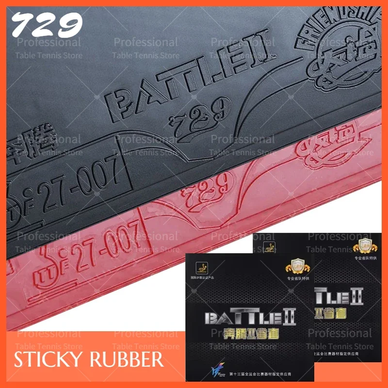 729 Friendship Battle 2 Table Tennis Rubber Sticky Ping Pong Rubber Sheet with Pre-tuned Orange Sponge