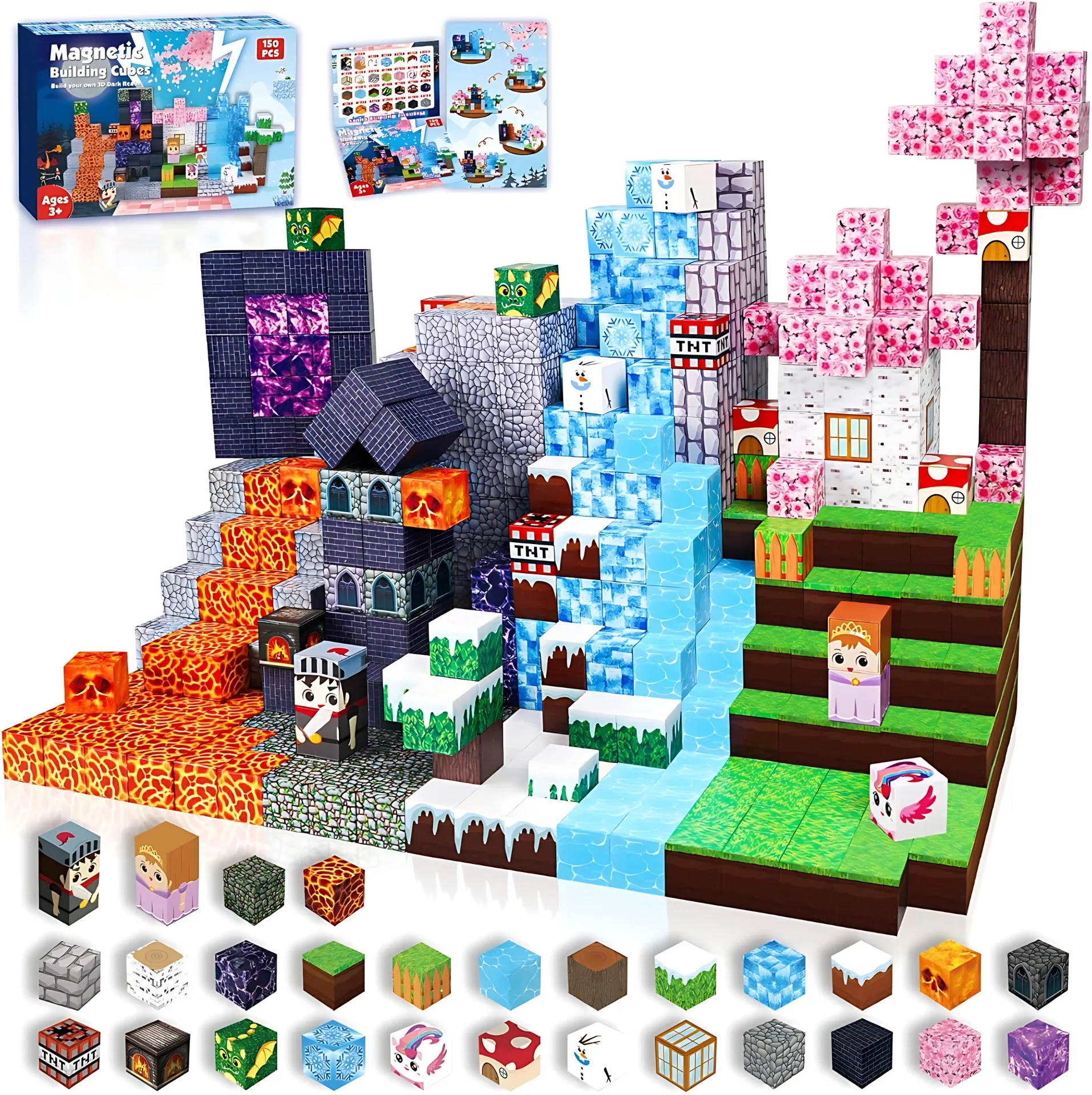 Creatieve magnetische bouwsteenstenen Mijn beroemde scène Wereld architectonische set DIY-model Kinderspeelgoed Kerstcadeaus voor jongensmeisjes