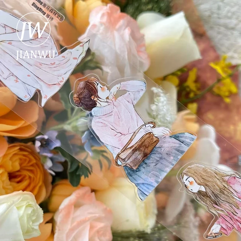 cinta-adhesiva-decorativa-jianwu-de-50mm-10m-con-diseno-vintage-de-personajes-femeninos-y-paisajes-para-collage-scrapbooking-manualidades-y-papeleria