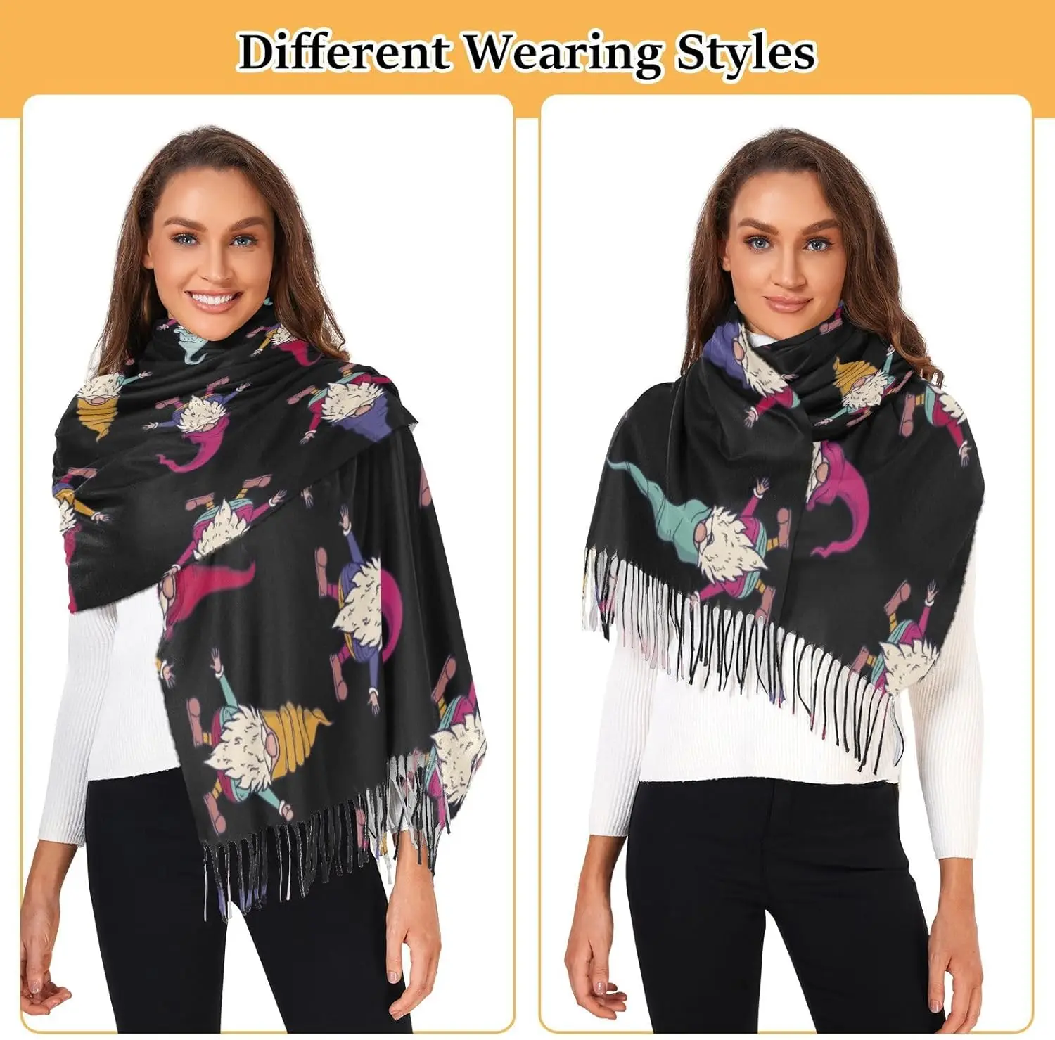 وشاح نسائي شال كشمير يشعر الأوشحة أزياء شتاء ناعم دافئ وشاح كبير مع شرابة