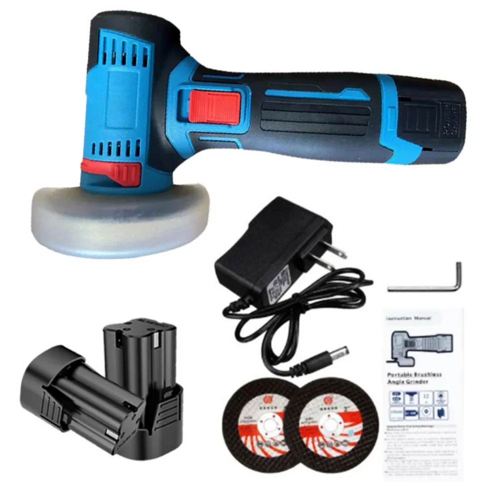 18V Mini Angle Grinder with Rechargeable Lithium Battery Cordless Polishing Machine Diamond Cutting with Accessories Power Tool