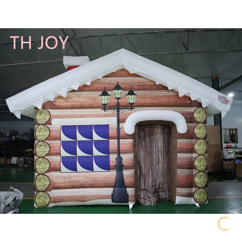 Navio aéreo rápido para porta, 4x3m mais novo ao ar livre casa inflável do papai noel de natal, cabine inflável da grotto do papai noel casa de natal