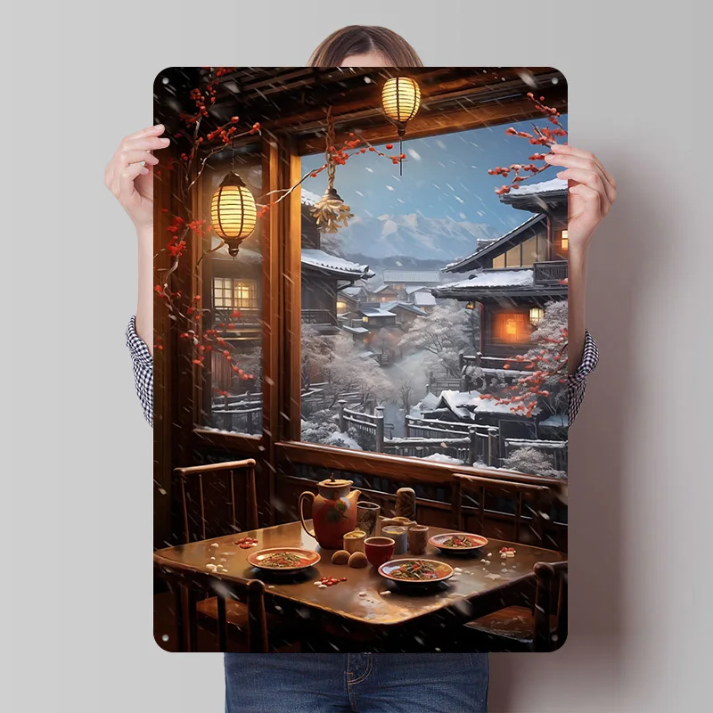 Póster Impreso de Navidad en Tokio, Japón, Arte de Pared Personalizado, Letreros Metálicos Retro Vintage para Decoración, Decoraciones para Garaje, Placa Personalizada