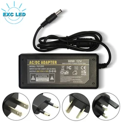 Power Supply 12V Power Adapter 220V 12V 5A 5.5*2.1~2.5mm Female Connector Transformer For Led Strip Light WS2811 WS2815