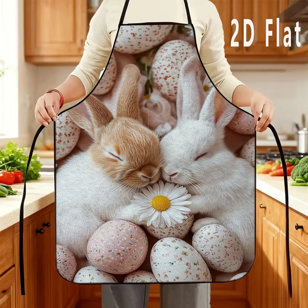 

Фартук с принтом 2D-кролика и пасхального яйца, 60x80 см, для кухни/ресторана, для барбекю, прочный и легко моется, 1 шт.