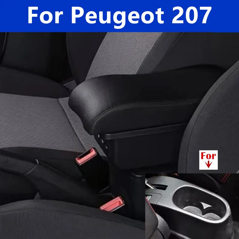 

For Peugeot 207 Armrest Box Peugeot 207CC Interior Central Storage Box Pu Leather Armrest with USB Dedicated Car Accessories