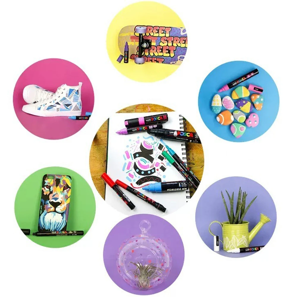 24 لون اليابان UNI مجموعة أقلام تحديد 0.9-1.3 مللي متر POSCA الاكريليك PC-3M المياه القائمة لون ماركر البوب المشارك الكتابة على الجدران اللوحة لوازم