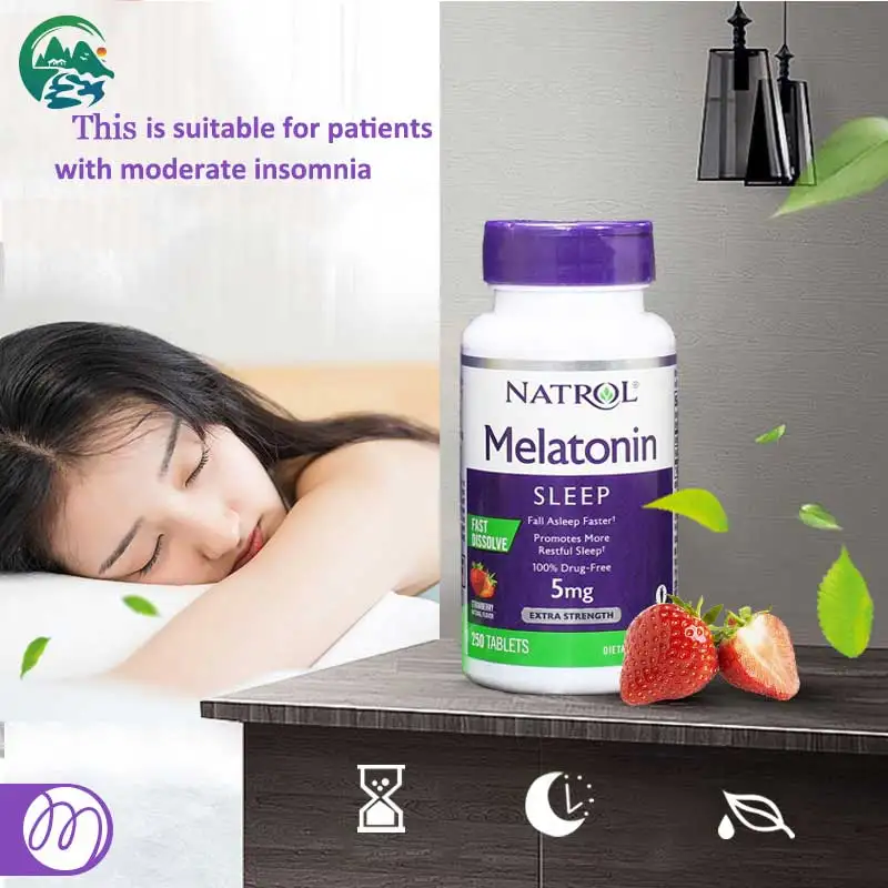 Melatonin, Time Release, Extra Strength, 5mg,250 Tablets, Pineal Gland Strawberry Flavor, Fall Asleep Faster, Stay Asleep Longer