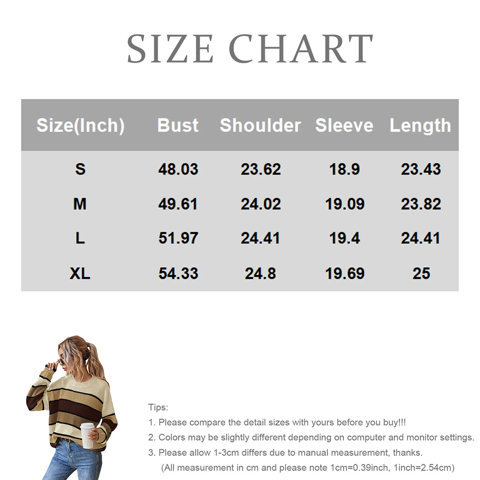 Damski sweter z okrągłym dekoltem, luźny, klasyczny, w paski, z długim rękawem, topy damskie, sweter damski.