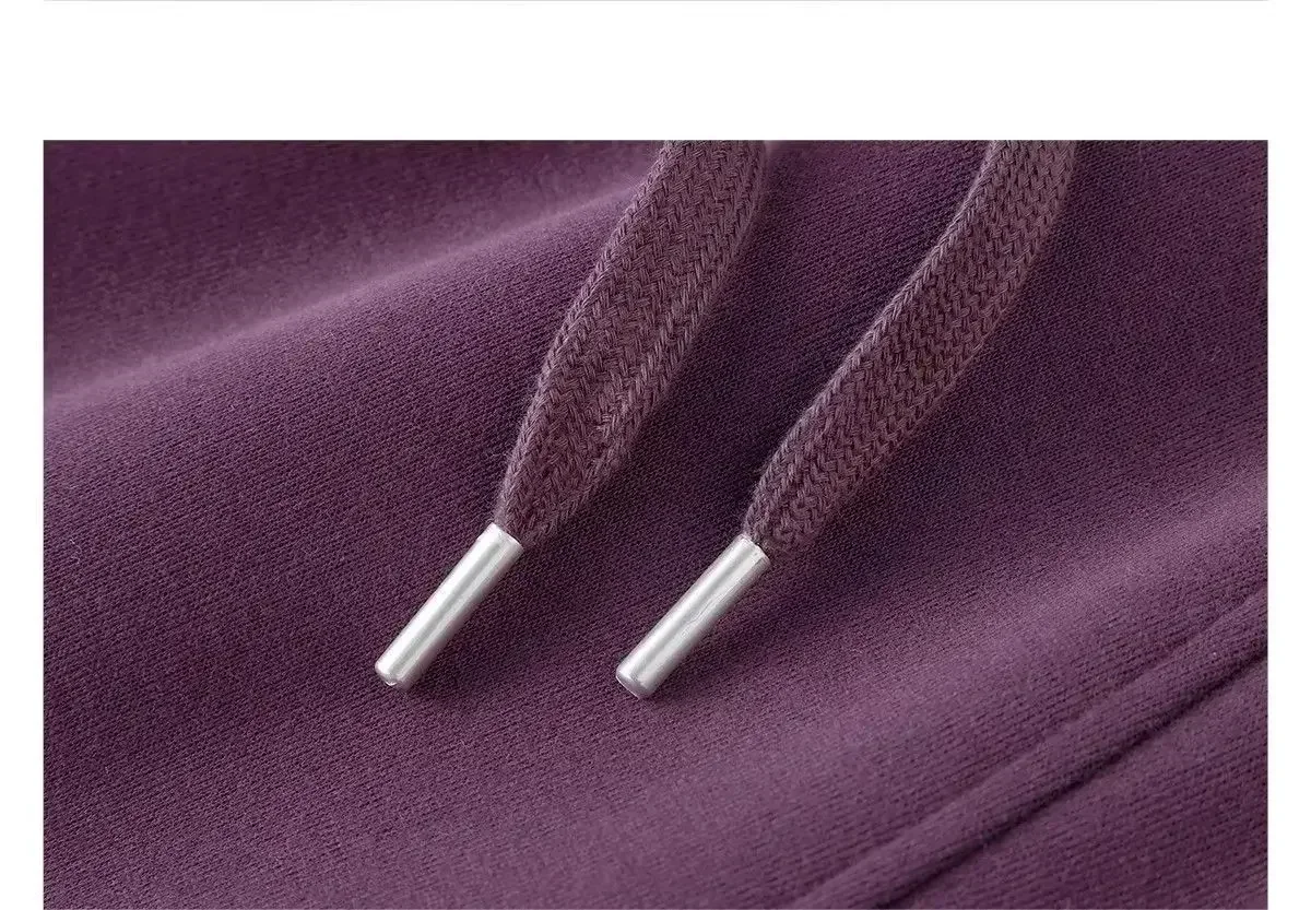 Gerade geschnittene, weit geschnittene Hose in Merlot-Lila, schlankmachend, für Frühling und Herbst, locker fallend, sportliche Jogginghose im koreanischen Stil. – Detail 20
