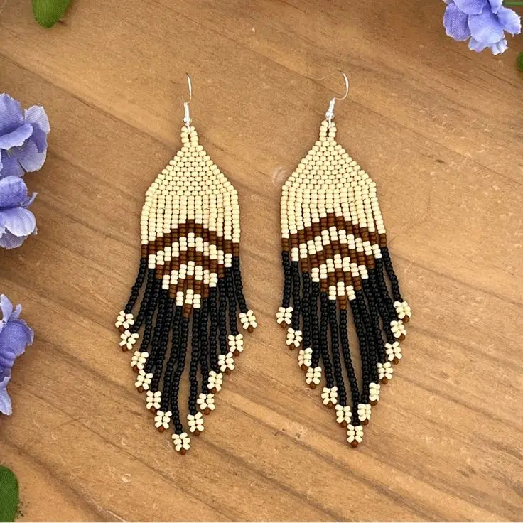 Bohemia Rice bead earrings Tassel Alloy  Geometry Rainbow Gradient color Pattern Versatile Personality Simple Beaded earrings