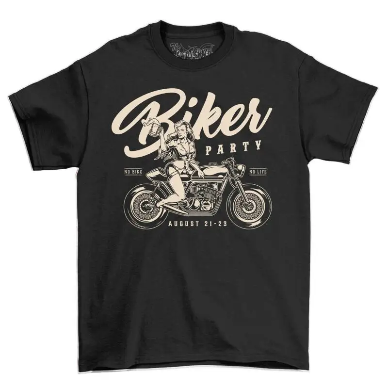 Biker Party Motorcycle T Shirt Men's Caf Racer Motorbike Top