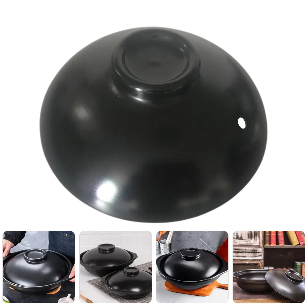 

Stew Pot Cover Clay Lids Replacement for Pots Earthenware Stewing Ceramic Black