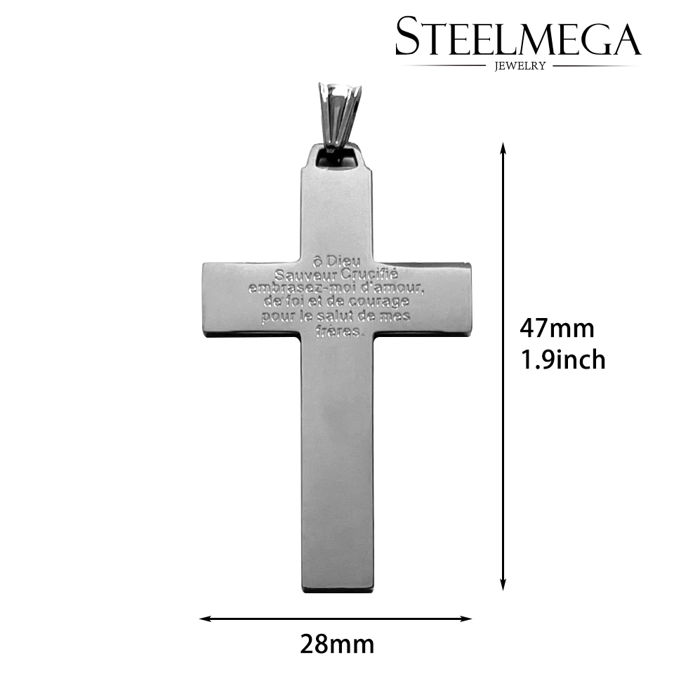 STEELMEGA Stainless Steel Pendant of Holy Cross of the Sons and Daughters of the Light, Cross of Forgiveness, enamel flame