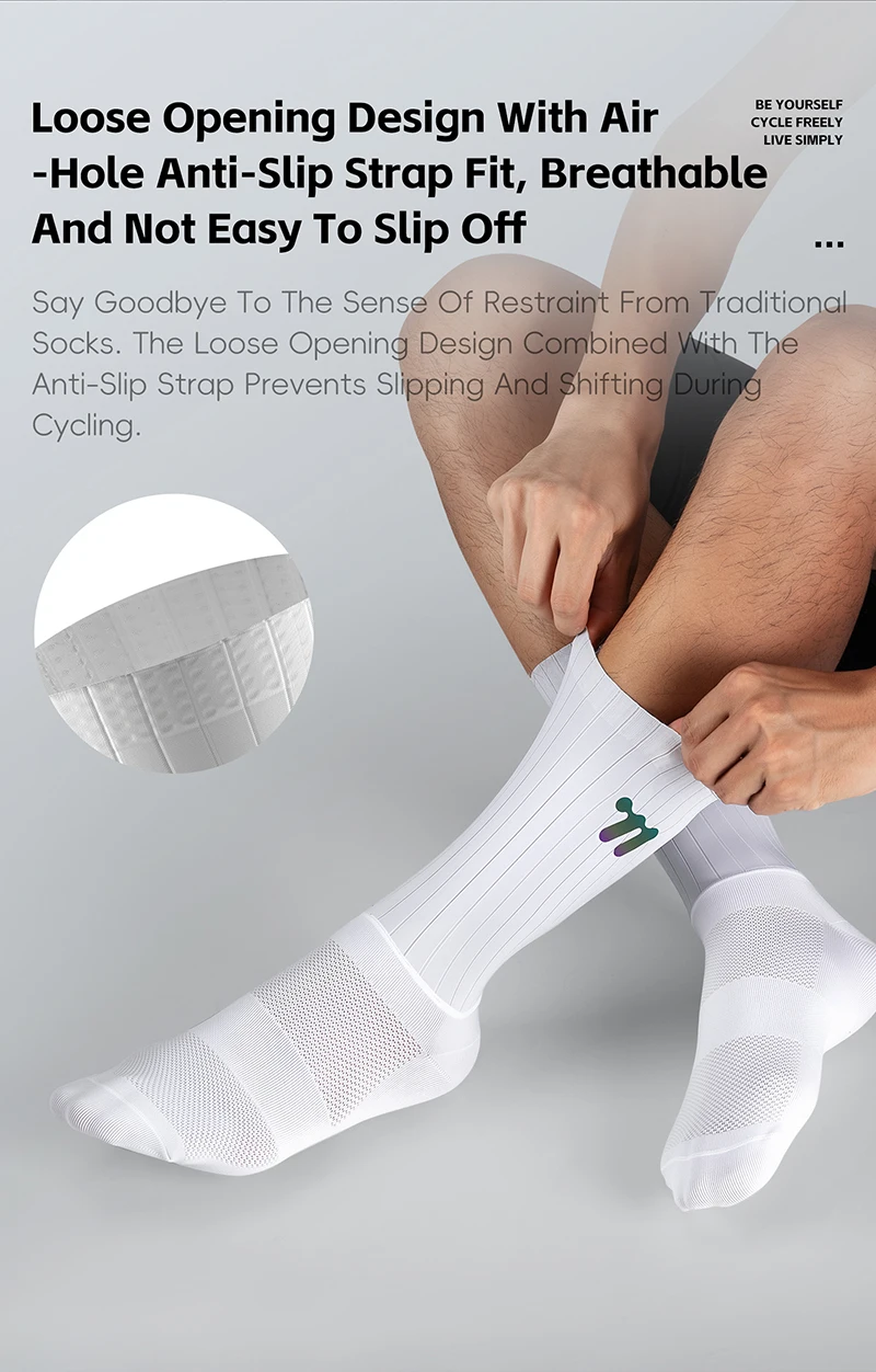 WEST RADFAHREN Sommer Aero Socken Whiteline Radfahren Socken Anti Slip Silikon Männer Fahrrad Sport Laufen Fahrrad Socken Calcetines Ciclismo – Detail 9