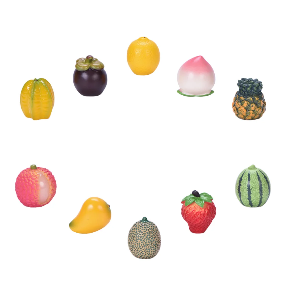 10 Pcs Simulated Fruit Ornaments Fake Strawberries Artificial Fruits Decor Lychee Decorate Lemon Faux Decorations