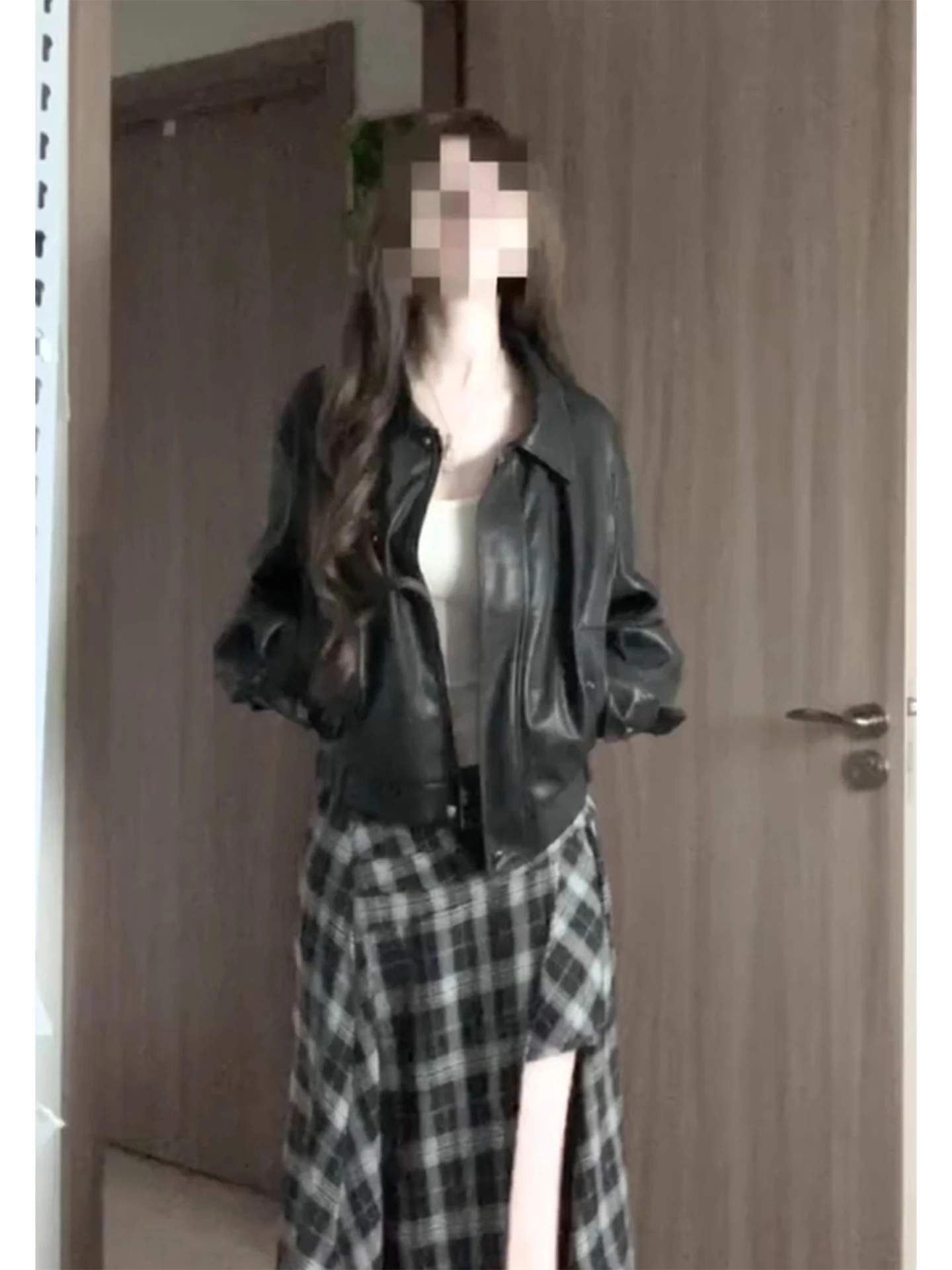 Kurtka skórzana damska ort Bla, jesień 2025, nowa, luksusowa, luźna, uniwersalna, motocyklowa, modna odzież wierzchnia.