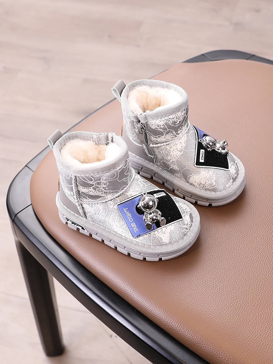 Meninos e meninas Baby Snow Boots Impermeável Sapatos de Algodão Quente de Lã Grosso 0 1-2-3 Anos de Idade Baby Bottom Macio Ankle Boots