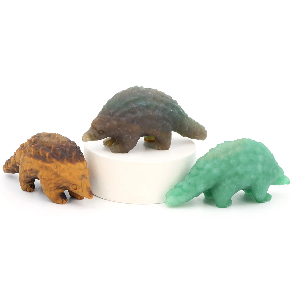 58mm Pangolin Statue Lifelike Wild Animal Model Figurine Ornament Natural Stone Miniature Fairy Garden Decoration Accessorie Toy