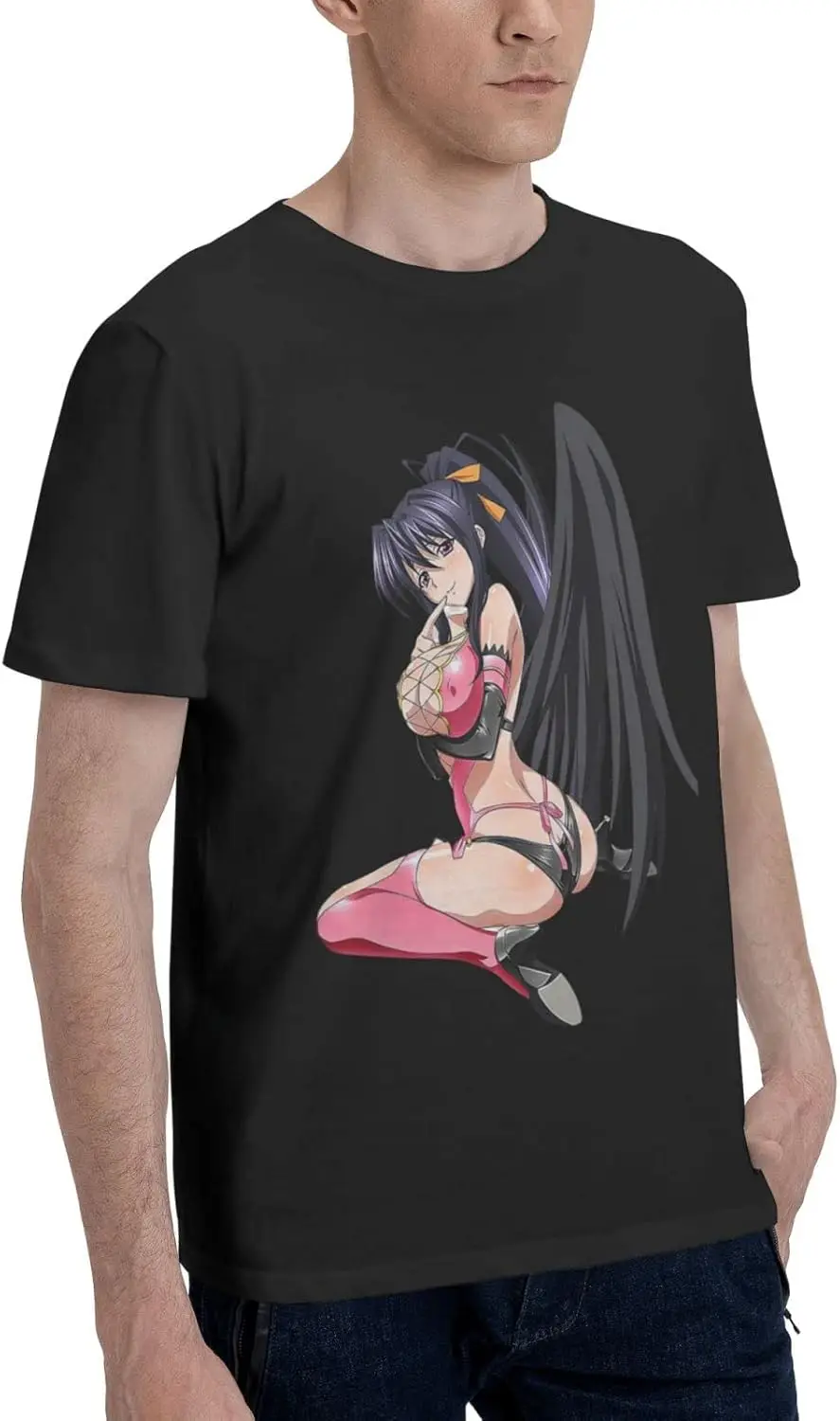 Anime Highschool DxD Akeno Shirt Cotton Short Sleeve Cool Tops for Men