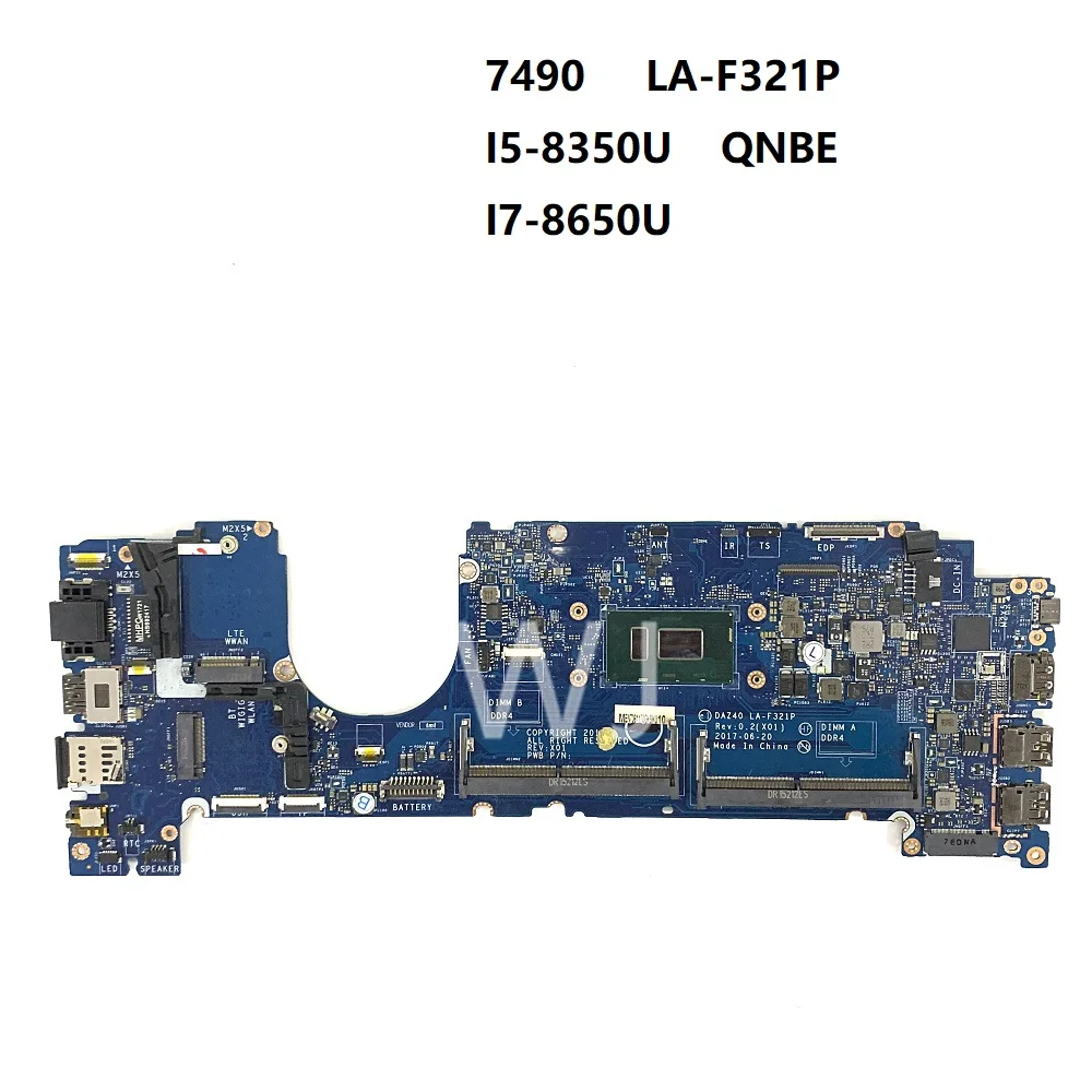 For DELL 7490 LA-F321P I5-8350U I7-8650U QNBE CN-03MK2N CN-02766V 06WXCN CN-0C56HH 0NFCCJ Motherboard with100% Tested